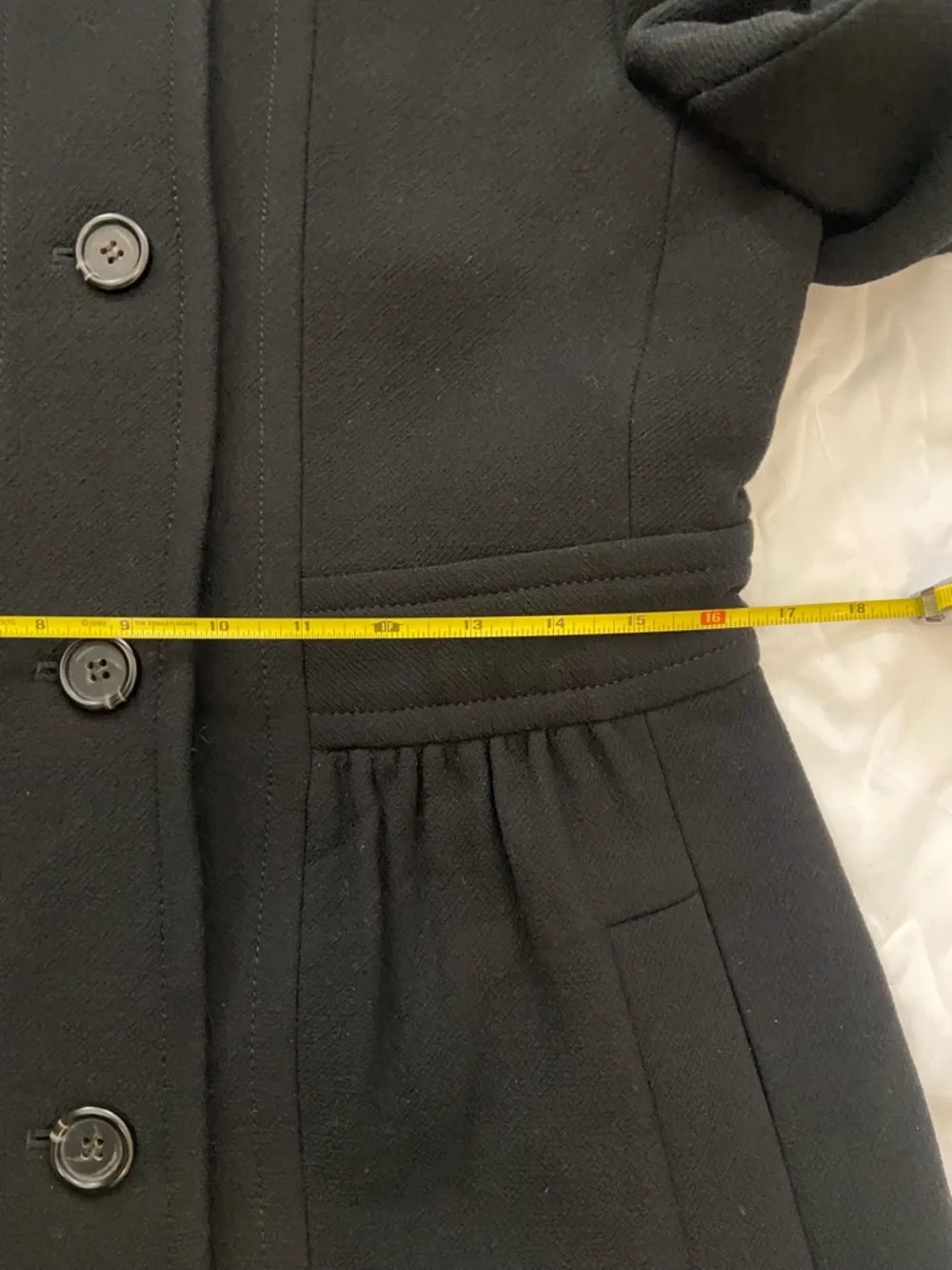 J.CREW Women's Black Lady Day Wool Coat - Funnel neck - Sz 8 - Picture 8 of 9
